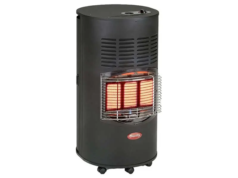 Propane gas cabinet heater on castors manufactured by YBT in Taiwan, 4.2 kW with three settings